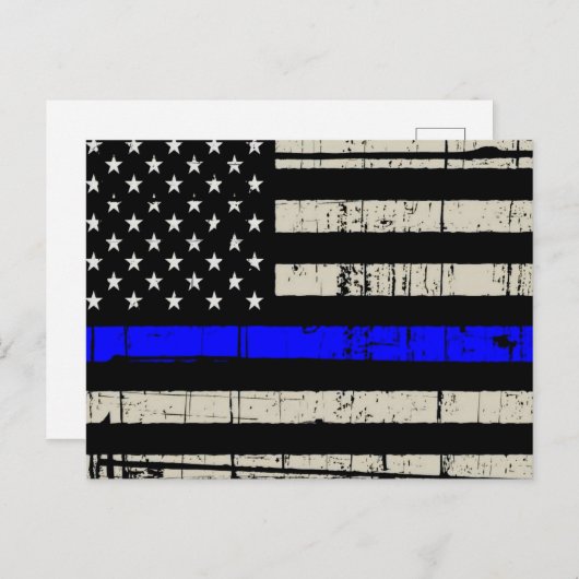 Blue Line Flag-Funktion Unterstützung für Amerika Postkarte (Vorne/Hinten)