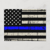 Blue Line Flag-Funktion Unterstützung für Amerika Postkarte (Vorderseite)
