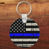Blue Line Flag-Funktion Unterstützung für Amerika Schlüsselanhänger (Vorderseite)