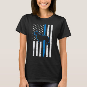 Blue Line Flag Golden Retriever Polizeihund Patrio T-Shirt