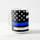 Blue Line Flag Keramikbecher Kaffeetasse (Vorderseite Links)