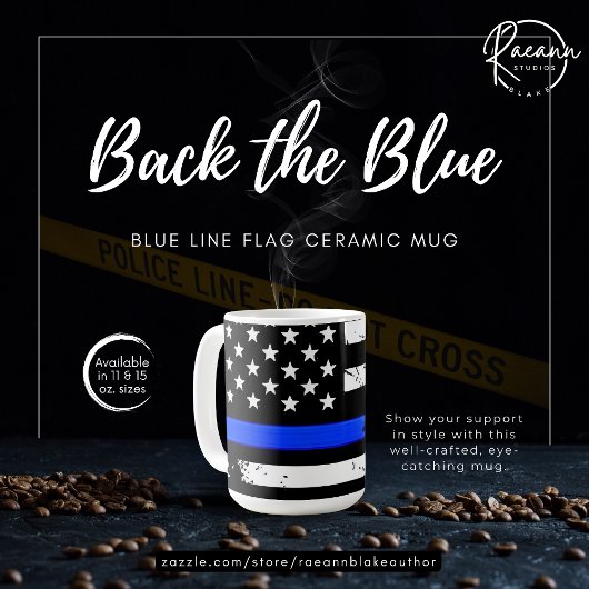 Blue Line Flag Keramikbecher Kaffeetasse