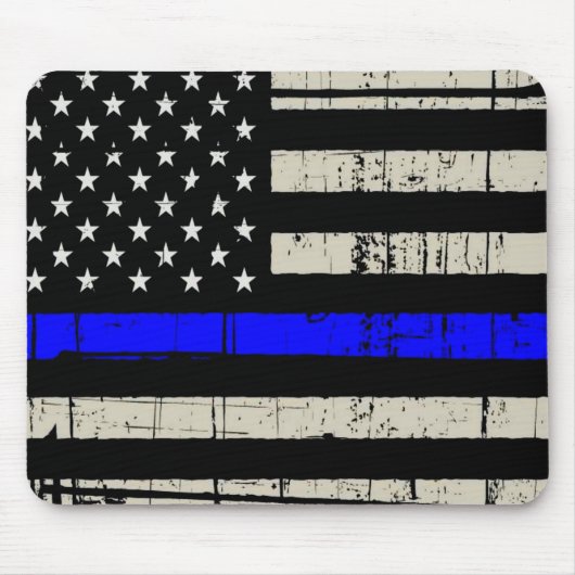 Blue Line Flag Poilice Support American USA Mousepad (Vorne)