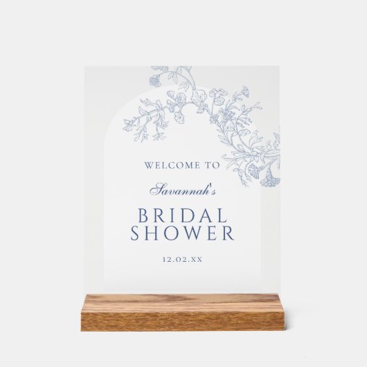 Blue Line Gezeichnet Blumenladen Brautparty Willko Acrylschild (Vorderseite)