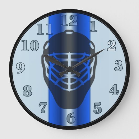 Blue Line Goalie Mask Hockey Wall Clock Große Wanduhr (Vorderseite)
