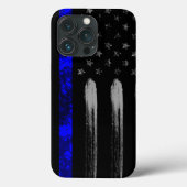 Blue Line Grunge Flag iPhone Case Pro (Rückseite)