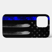 Blue Line Grunge Flag iPhone Case Pro (Rückseite (Horizontal))