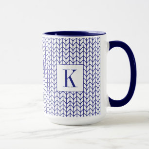 BLUE LINE KNIT Hohe Navy Combo Tasse + Initiale