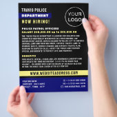 Blue Line & Logo, Polizeibeamter, Rekrutierung von Flyer (Hand)