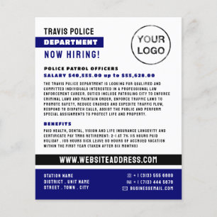 Blue Line & Logo, Polizeibeamter, Rekrutierung von Flyer