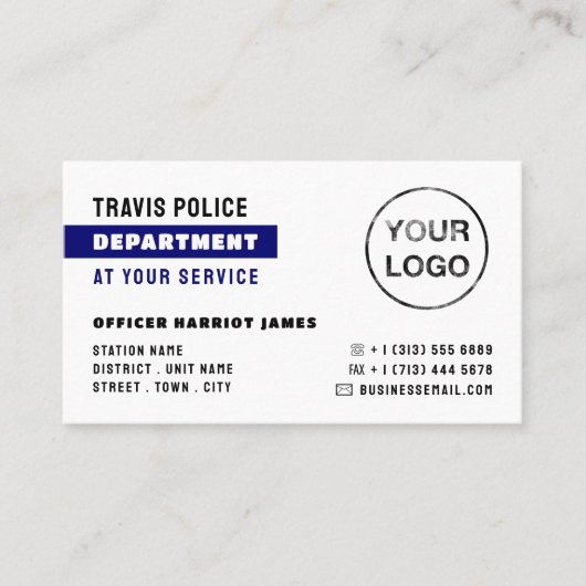 Blue Line & Logo, Polizeibeamter, Strafverfolgung Visitenkarte (Vorderseite)