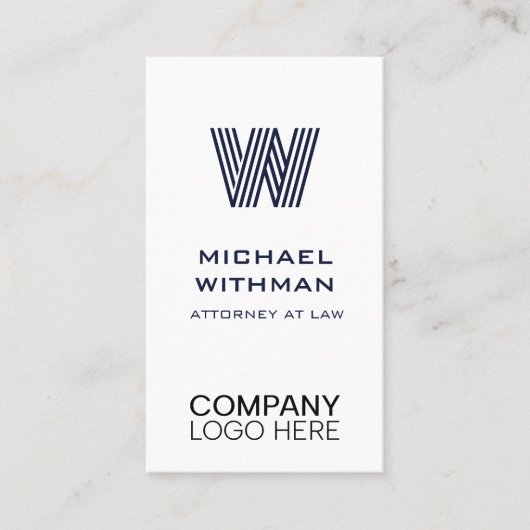 BLUE LINE MONOGRAM CORPORATE LOGO QR CODE VISITENKARTE (Vorderseite)