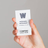 BLUE LINE MONOGRAM CORPORATE LOGO QR CODE VISITENKARTE