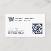 BLUE LINE MONOGRAM  MASCULINE QR LAWYER ACCOUNTANT VISITENKARTE (Vorderseite)