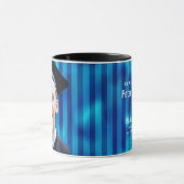 Blue Line Pattern Editable Portrait Men Graduation Tasse (Zentrum)