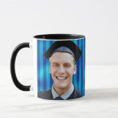 Blue Line Pattern Editable Portrait Men Graduation Tasse (Links)