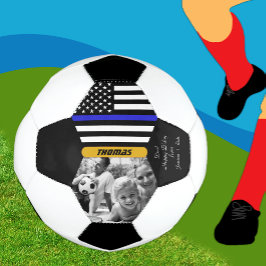 Blue Line Personalisiert, Polizei, Foto Soccer Bal Fußball