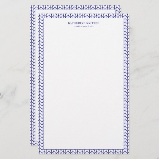 BLUE LINE STRICK 5.5x8.5 Business Stationery Briefpapier (Vorne/Hinten)