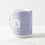 BLUE LINE STRICK Große weiße Tasse + Ursprünglich (Vorderseite Links)