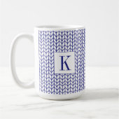 BLUE LINE STRICK Große weiße Tasse + Ursprünglich (Links)