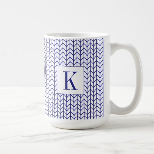 BLUE LINE STRICK Große weiße Tasse + Ursprünglich (Rechts)