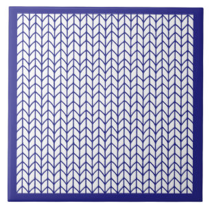 BLUE LINE STRICK Keramik Tile / Blau Fliese
