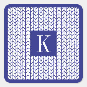 BLUE LINE STRICK Kleine Aufkleber mit Platz + Init