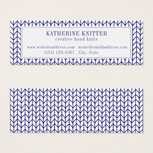 BLUE LINE STRICK Mini Business Card (Vorne & Hinten)
