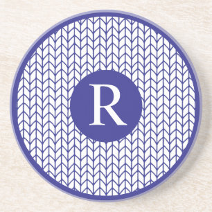 BLUE LINE STRICK Sandstone Untersetzer + Initial I