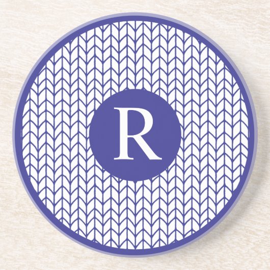 BLUE LINE STRICK Sandstone Untersetzer + Initial I (Vorne)