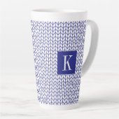 BLUE LINE STRICK Tall Latte Tasse + Initial II (Rechte Ecke)