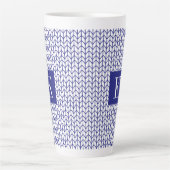 BLUE LINE STRICK Tall Latte Tasse + Initial II (Vorderseite)