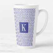 BLUE LINE STRICK Tall Latte Tasse + Initial II (Rechts)