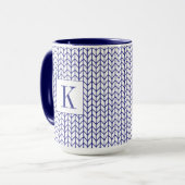 BLUE LINE STRICK Tall Navy Combo Tasse + Initial (Vorderseite Links)