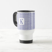 BLUE LINE STRICK Travel Mug + Initial Reisebecher (Vorderseite Links)