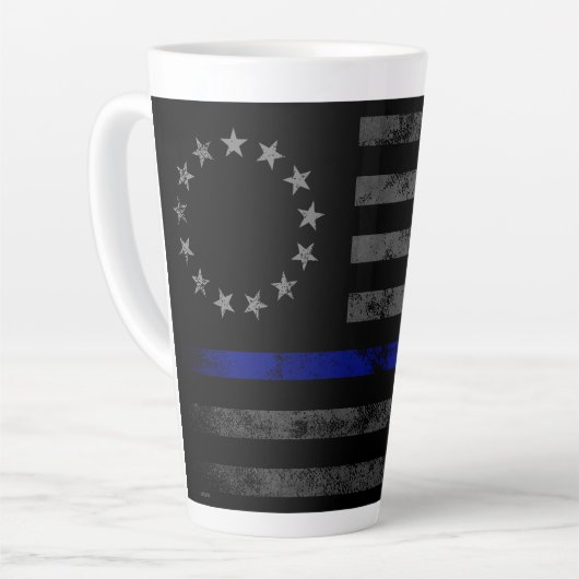 BLUE LINE Vintag Betsy Ross American Flag Milchtasse (Linke Ecke)