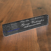 Blue Line Vintag Betsy Ross American Flag Namensplakette (Seite)