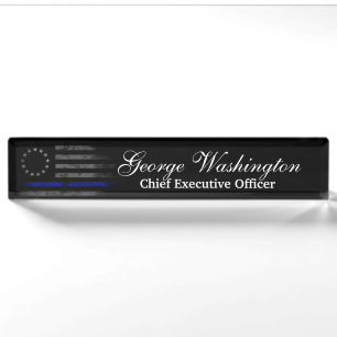 Blue Line Vintag Betsy Ross American Flag Namensplakette