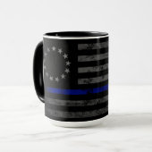 BLUE LINE Vintag Betsy Ross American Flag Tasse (Vorderseite Links)