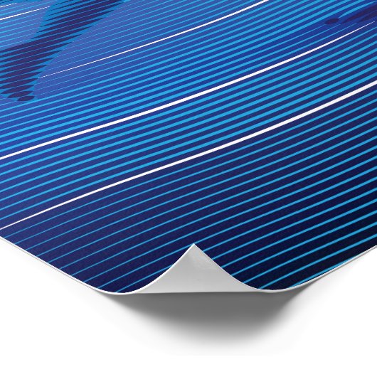 Blue Lined Swimmer Silhouettes Poster (Ecke)