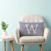 Blue Linen Ivory Monogram Wedding Keepake Lendenkissen (Stuhl )
