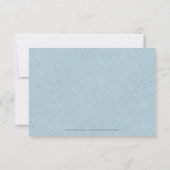 Blue Linen Simple Black Script Wedding Details Einladung (Rückseite)