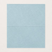 Blue Linen Simple Black Script Wedding Platzkarte Visitenkarten (Innenseite Aufgefaltet)