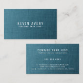 Blue Linen Textur Beruflich Bio Aussehen Visitenkarte (Vorne/Hinten)
