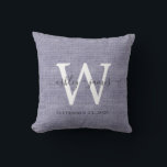 Blue Linen White Monogram Wedding Keepake Kissen<br><div class="desc">Elegantes Hochzeitskissen mit blau gewebter Leineneffektkissen mit dunkelgrauem Chic-Schriftzeichen. Fügen Sie einfach Ihre Namen,  Monogramm und Hochzeitstermin ein. Großartiges Geschenk für ein frisch verheiratetes Paar. Exklusiv für Sie entworfen von Happy Dolphin Studio. Wenn Sie Hilfe oder passende Produkte benötigen,  kontaktieren Sie uns bitte unter happydolphinstudio@outlook.com.</div>