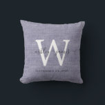Blue Linen White Monogram Wedding Keepake Kissen<br><div class="desc">Elegantes Hochzeitskissen mit blau gewebter Leineneffektkissen mit dunkelgrauem Chic-Schriftzeichen. Fügen Sie einfach Ihre Namen,  Monogramm und Hochzeitstermin ein. Großartiges Geschenk für ein frisch verheiratetes Paar. Exklusiv für Sie entworfen von Happy Dolphin Studio. Wenn Sie Hilfe oder passende Produkte benötigen,  kontaktieren Sie uns bitte unter happydolphinstudio@outlook.com.</div>