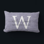 Blue Linen White Monogram Wedding Keepake Lendenkissen<br><div class="desc">Elegantes Hochzeitskissen mit blau gewebter Leineneffektkissen mit dunkelgrauem Chic-Schriftzeichen. Fügen Sie einfach Ihre Namen,  Monogramm und Hochzeitstermin ein. Großartiges Geschenk für ein frisch verheiratetes Paar. Exklusiv für Sie entworfen von Happy Dolphin Studio. Wenn Sie Hilfe oder passende Produkte benötigen,  kontaktieren Sie uns bitte unter happydolphinstudio@outlook.com.</div>