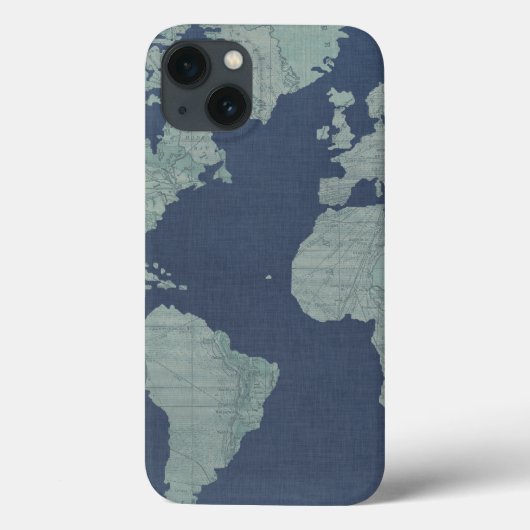 Blue Linen World Map Case-Mate iPhone Hülle (Rückseite)