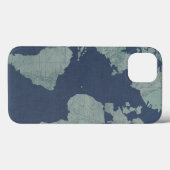Blue Linen World Map Case-Mate iPhone Hülle (Rückseite (Horizontal))