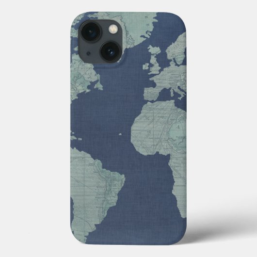 Blue Linen World Map Case-Mate iPhone Hülle (Rückseite)